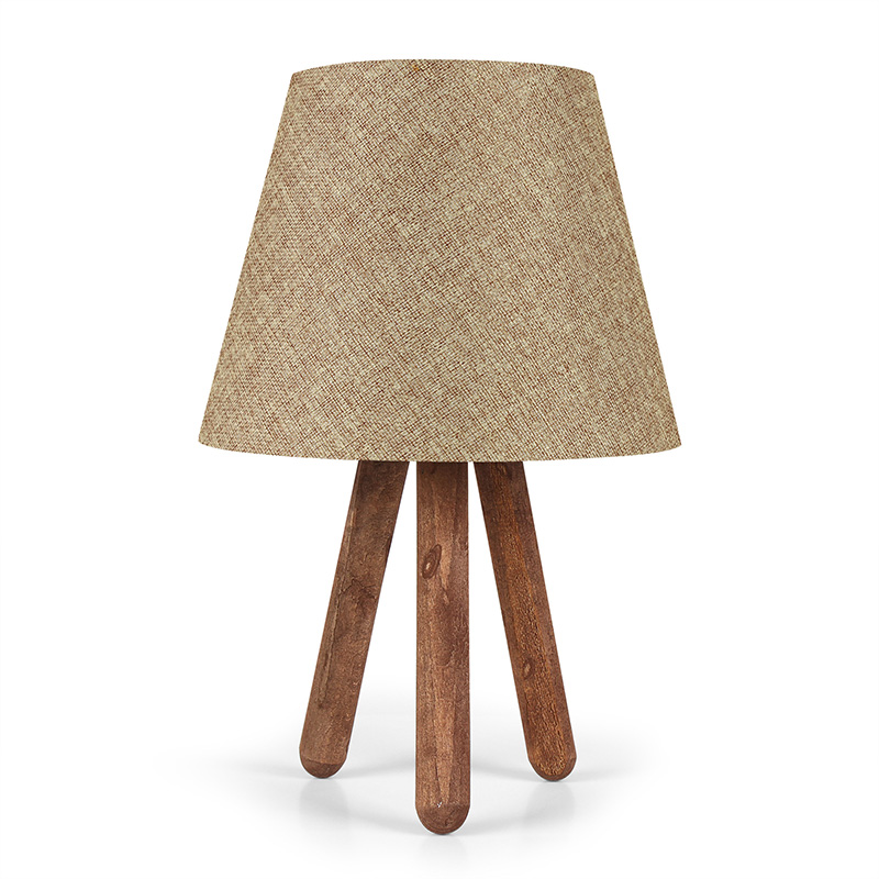 Επιτραπέζιο ξύλινο φωτιστικό PWL-0021 pakoworld Ε27 λαδί pvc καπέλο Φ22x33εκ