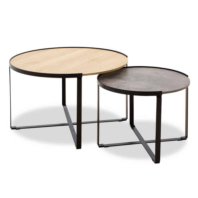 Τραπέζια σαλονιού Rebo pakoworld σετ 2 τεμ χρώματος γκρι cement -φυσικό