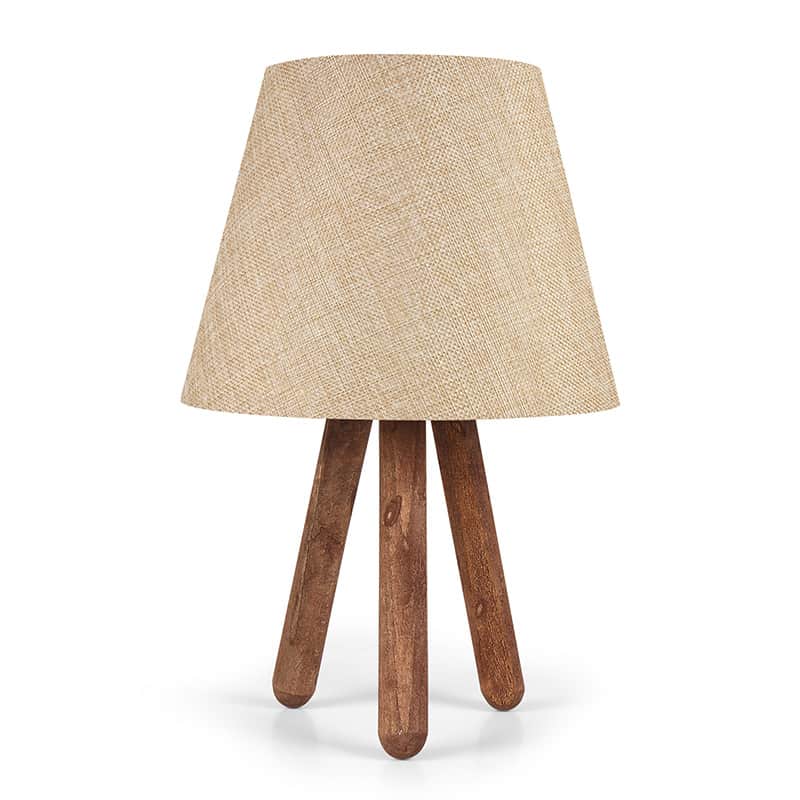 Επιτραπέζιο ξύλινο φωτιστικό PWL-0022 pakoworld Ε27 με κρεμ pvc καπέλο Φ22x33εκ