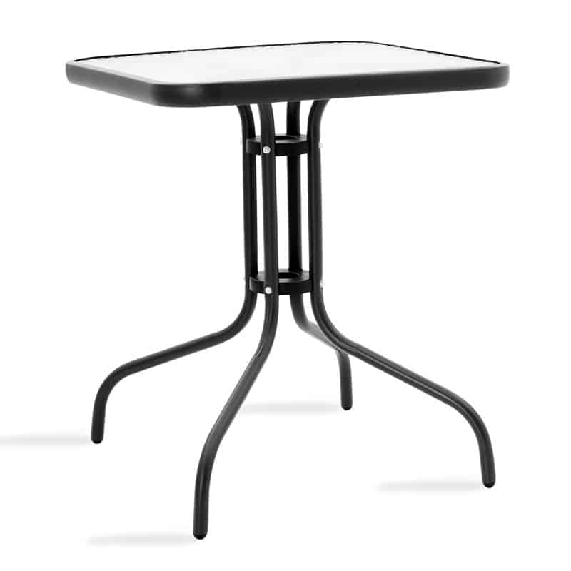 Τραπέζι κήπου Watson pakoworld μέταλλο μαύρο-γυαλί 60x60x70εκ