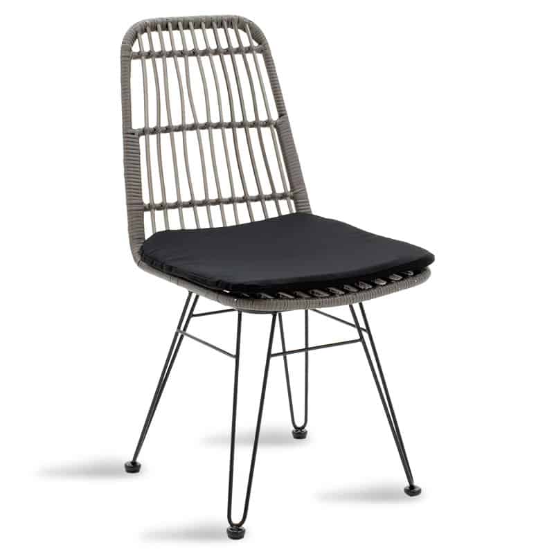 Καρέκλα κήπου Naoki pakoworld pe γκρι-μέταλλο μαύρο