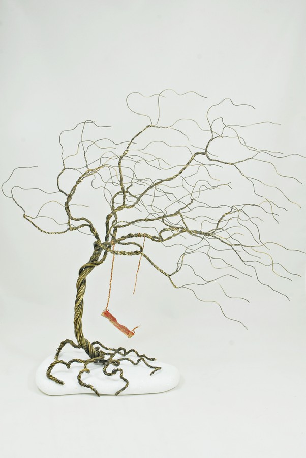 Χειροποίητο Δέντρο Νεκρή Φύση με Κούνια από Ορείχαλκο 36x38 cm