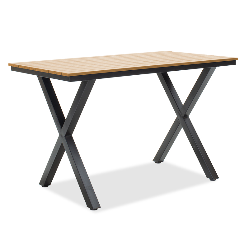 Τραπέζι κήπου Tiana pakoworld μέταλλο μαύρο-polywood φυσικό 120x70x76εκ