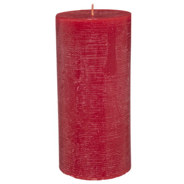 Στρογγυλό Κερί Κόκκινο Rustic 50H 14x7cm