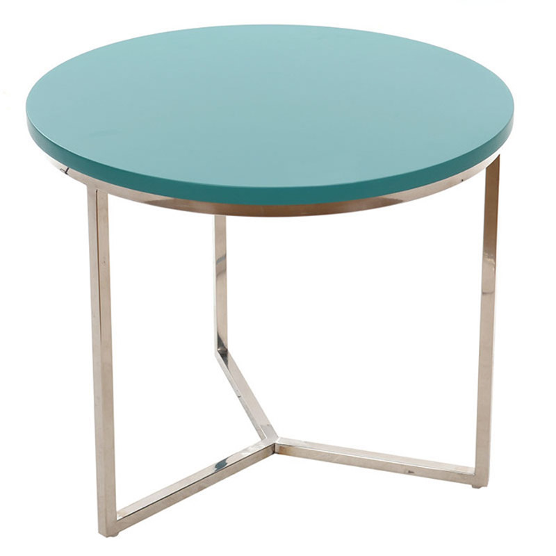 Τραπέζι Λακαριστό Γαλάζιο Με Ανοξείδωτα Πόδια Δ50 Υ43