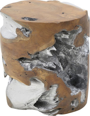 Σκαμπό Σαλονιού Ξύλο Ασημί/Καφέ 35x35x40 cm