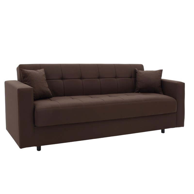 Καναπές-κρεβάτι Silia pakoworld 3θέσιος ύφασμα καφέ 224x80x82εκ