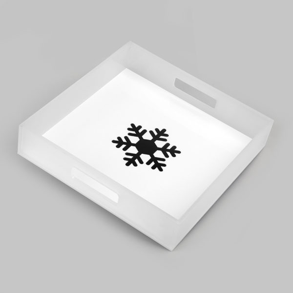 Δίσκος Σερβιρίσματος Plexi Glass Νιφάδα Λευκό/Μαύρο 25x25 cm