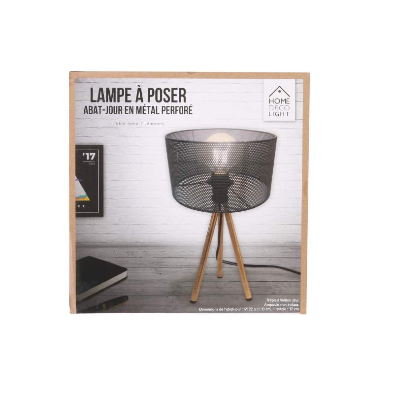 TABLE LAMP POSER GREY METAL E27 22x22x38,50 cm