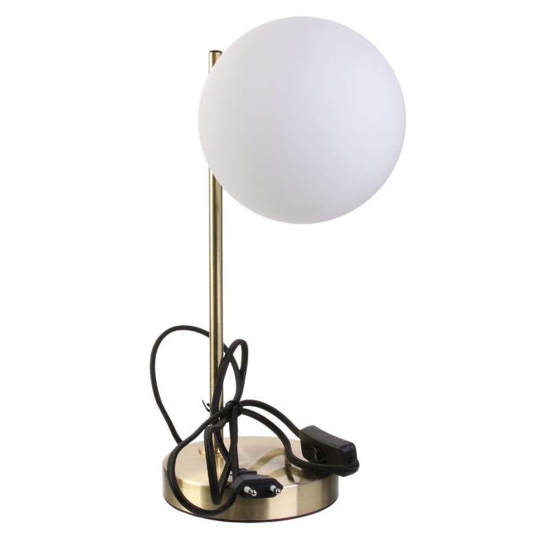 TABLE LAMP GLOBE GOLDEN/WHITE METAL E14 - 14x38 cm
