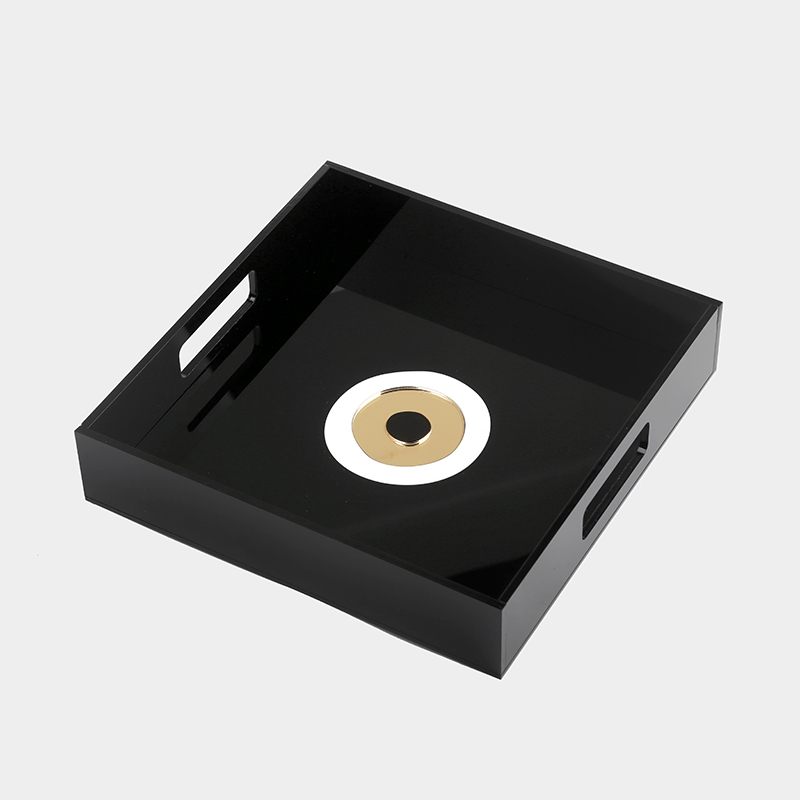 Δίσκος Σερβιρίσματος Plexi Glass Μάτι Μαύρο/Χρυσό/Καθρέφτης 25x25 cm