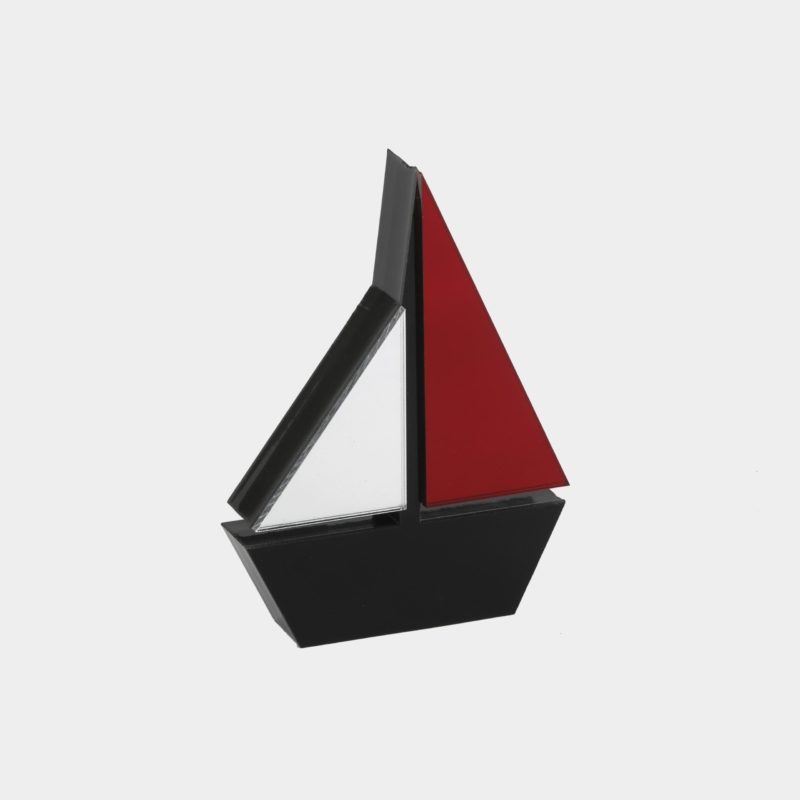 Καράβι Γούρι Plexiglass Mirror Μαύρο Κόκκινο 12cm