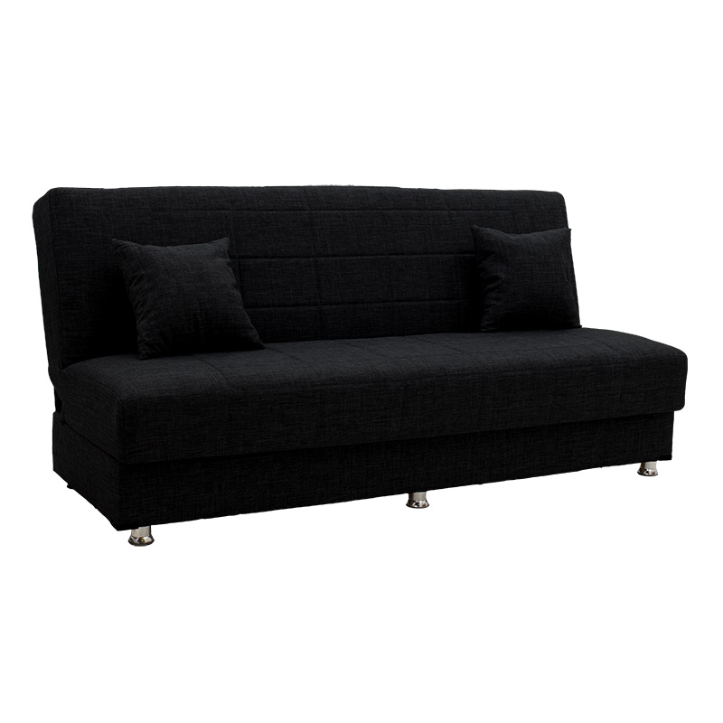 Καναπές-κρεβάτι Meliora pakoworld 3θέσιος ύφασμα μαύρο 190x83x85εκ