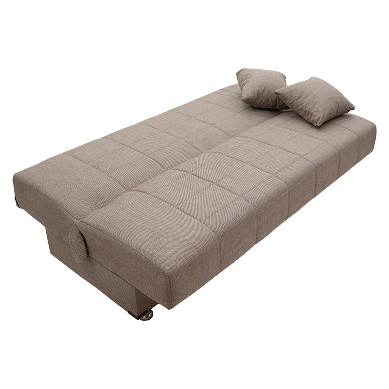 Καναπές-κρεβάτι Meliora pakoworld 3θέσιος ύφασμα μπεζ-καφέ 190x83x85εκ
