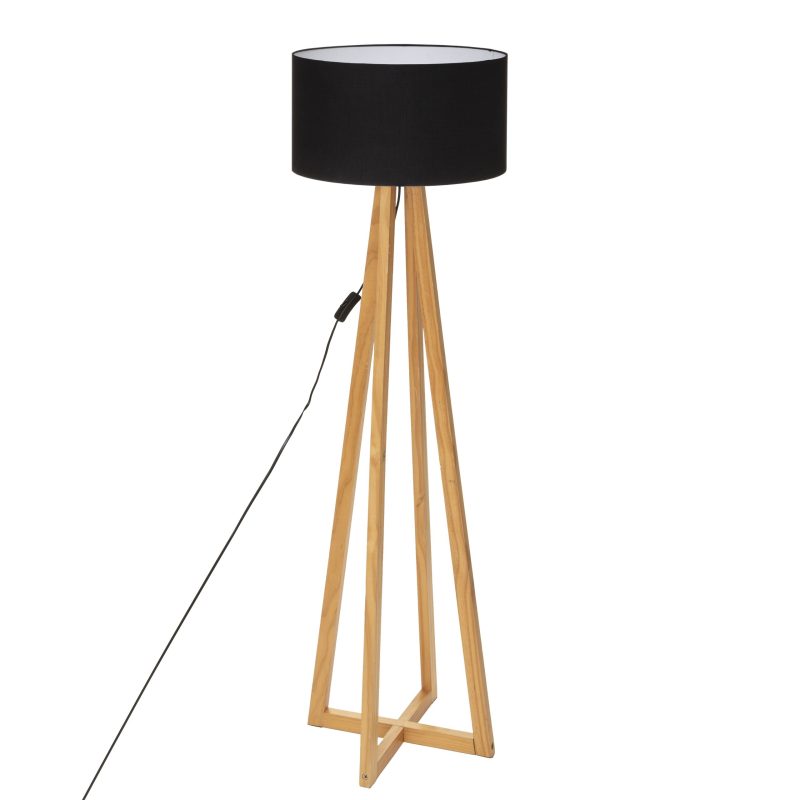 FLOOR LAMP "MOLU" PINE WOOD/COTTON BLACK-BEIGE E27 39x141CM
