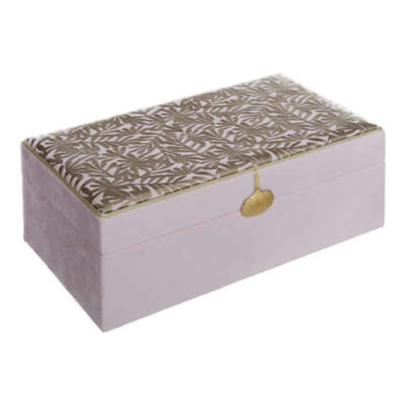 Κουτί Αποθήκευσης Κοσμημάτων ''VELVET JEWERLY BOX'' με Καθρεπτάκι Βελούδο Ροζ . 22 x 12,5 x 9 cm