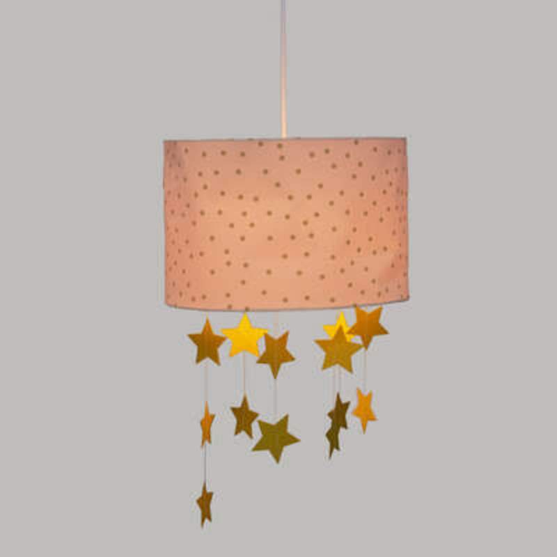 Παιδικό Φωτιστικό Οροφής ''Αστεράκια'' Πολυεστέρας Ροζ/Χρυσό 30 x 20 cm