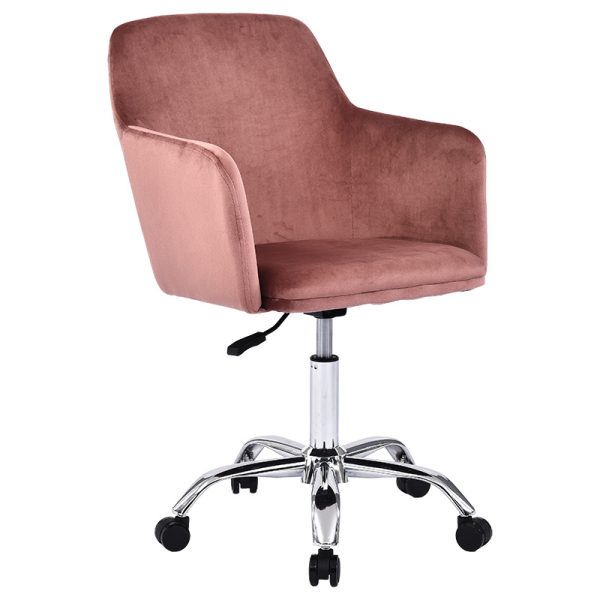Καρέκλα γραφείου εργασίας Xever pakoworld βελούδο ροζ