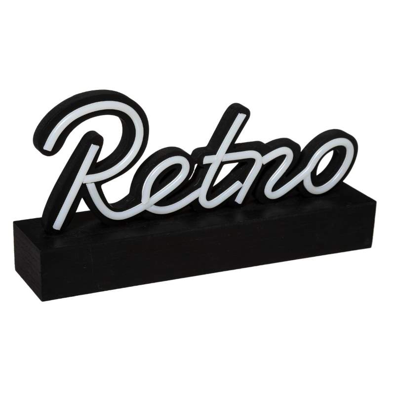Επιτραπέζιο Διακοσμητικό "Retro"  MDF/LED Πλαστικό Μαύρο 33,8 x7,7x17,5 cm