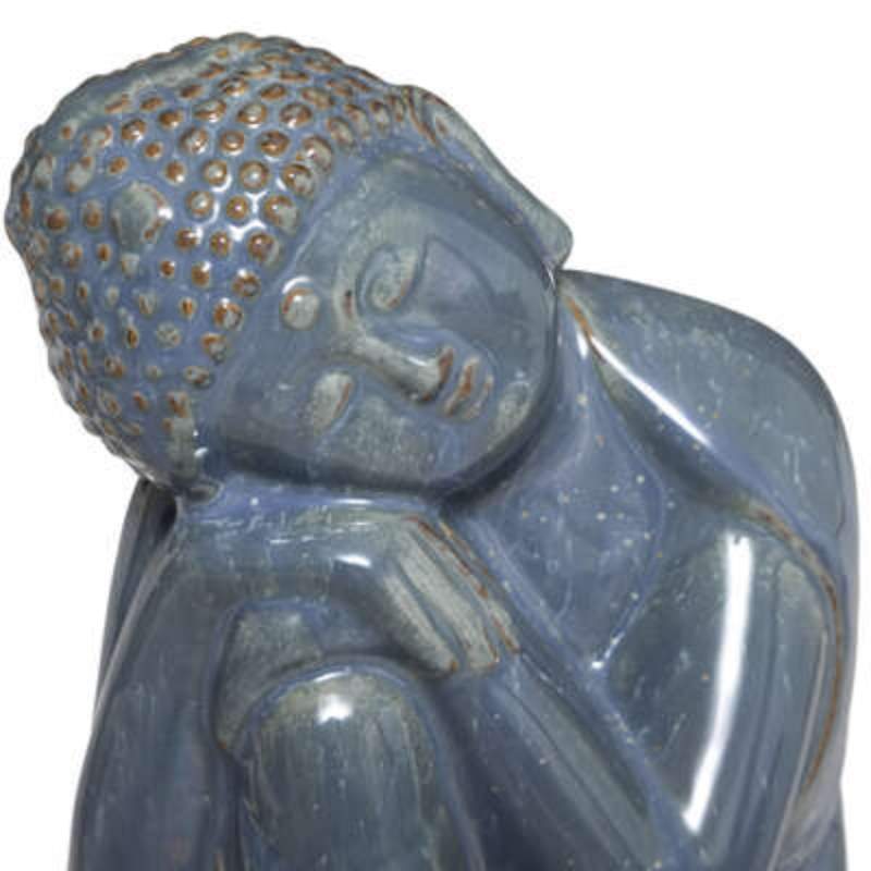Διακοσμητικός Βούδας ”SLEEPING BUDDHA” Κεραμικό Γκρι/Μπλέ 13 x 13 x 21 cm