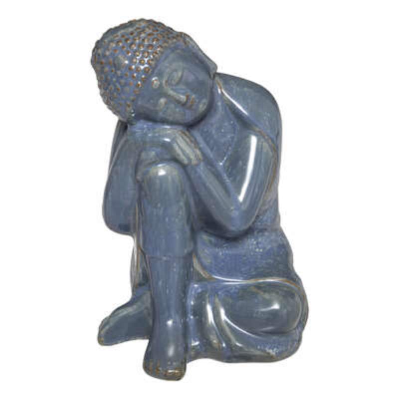 Διακοσμητικός Βούδας ”SLEEPING BUDDHA” Κεραμικό Γκρι/Μπλέ 13 x 13 x 21 cm
