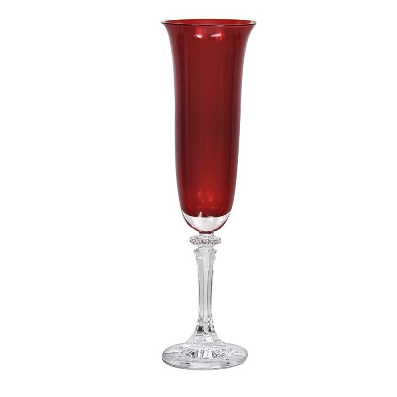 SET OF 6 CRYSTAL GLASSES FOR CHAMPAGNE KLEOPATRA RED 175ml