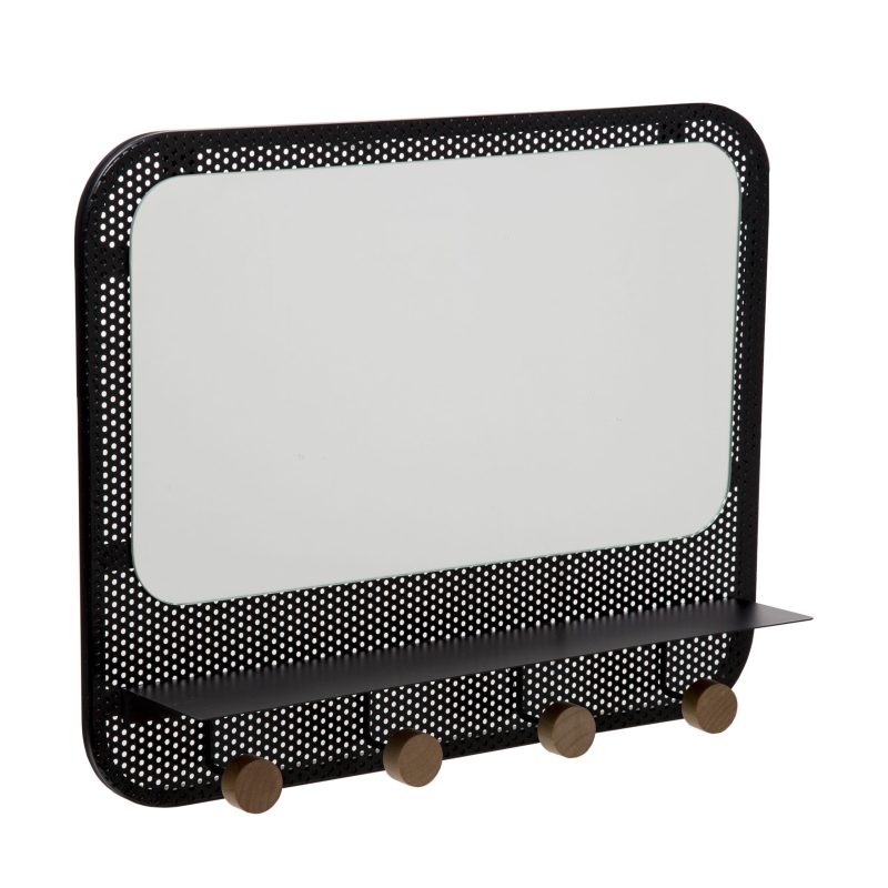 Καθρέφτης με 4 Γαντζάκια Μέταλλο/Γυαλί 45x9x36 cm