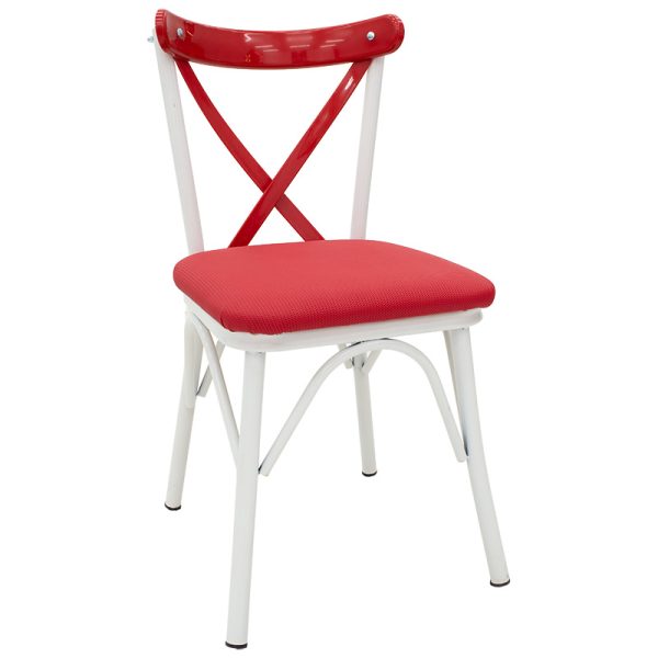 Καρέκλα Spencer pakoworld PVC κόκκινο-λευκό πόδι