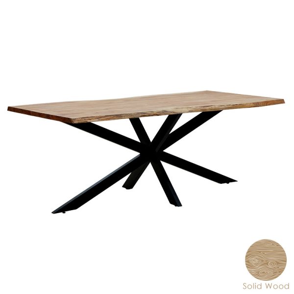 Τραπέζι Majesty pakoworld μασίφ ξύλο 4εκ καρυδί-πόδι μαύρο 200x106x77εκ