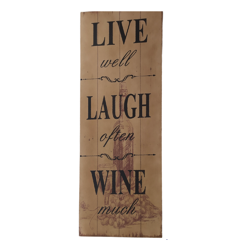 Πίνακας " Live, Laugh, Wine" Mdf Καφέ/Μαύρο 75x30cm