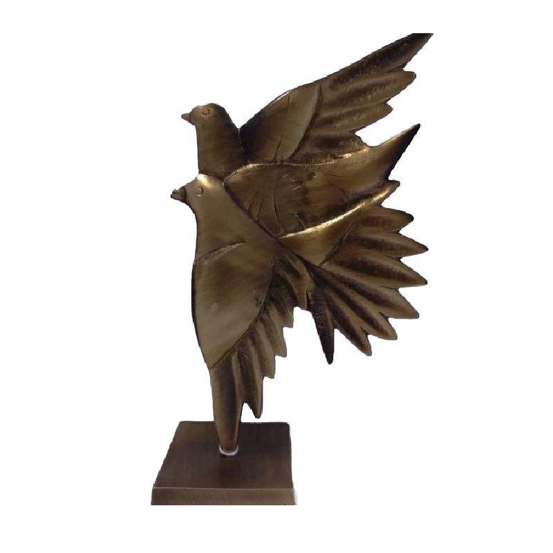Χειροποίητο Διακοσμητικό Πουλιά από Μπρούτζο Πατίνα Επιτραπέζιο 14x24cm