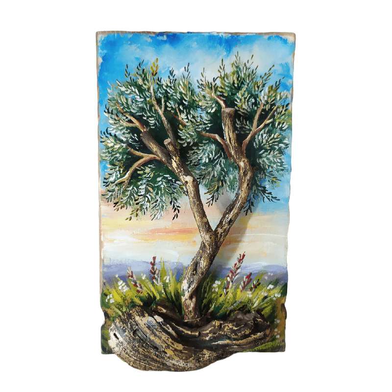 Ξύλινος Πίνακας Ζωγραφικής Τρισδιάστατο Δέντρο 15x24cm