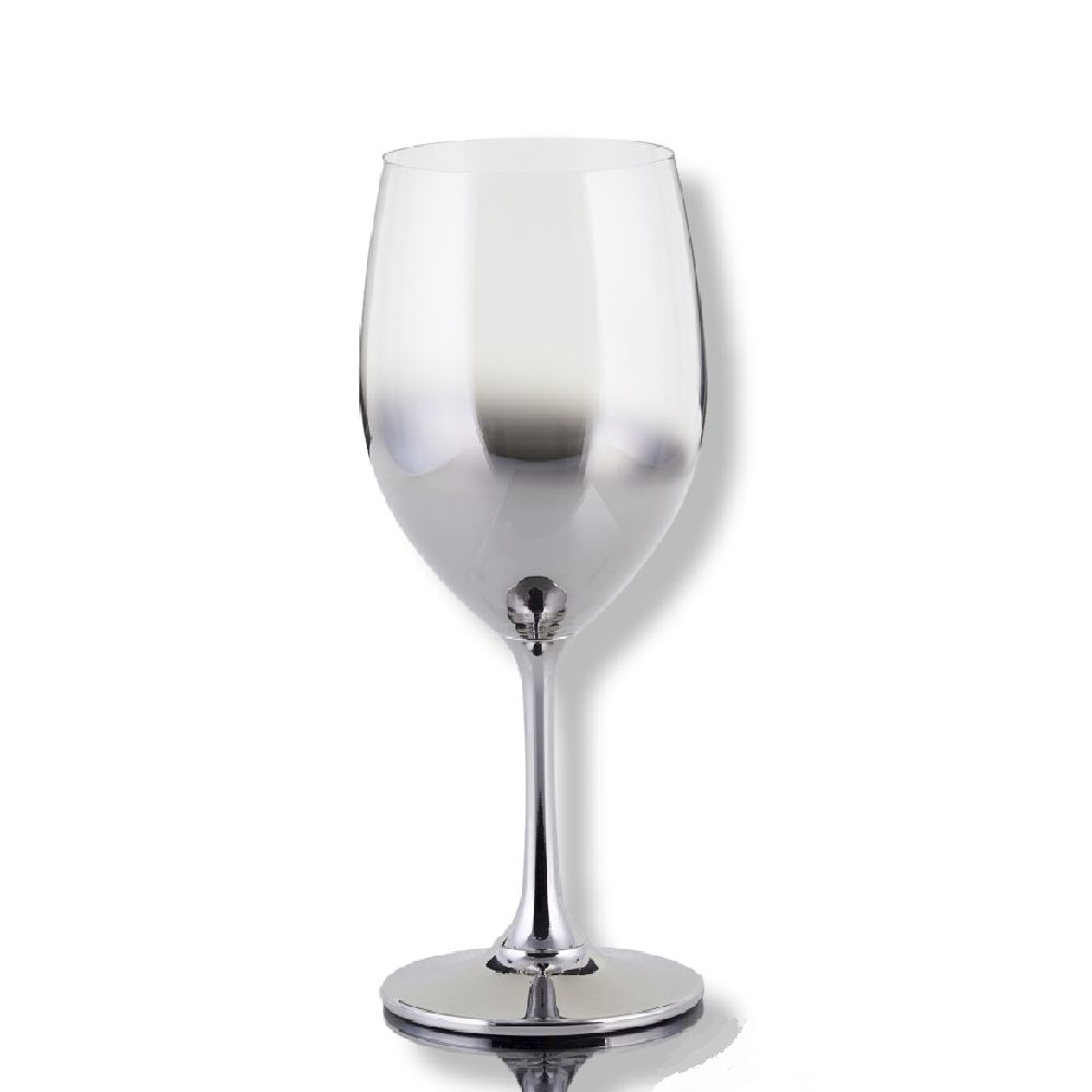 Ποτήρι Κρασιού Γάμου Κρύσταλλο Διάφανο-Ασημί 24cm