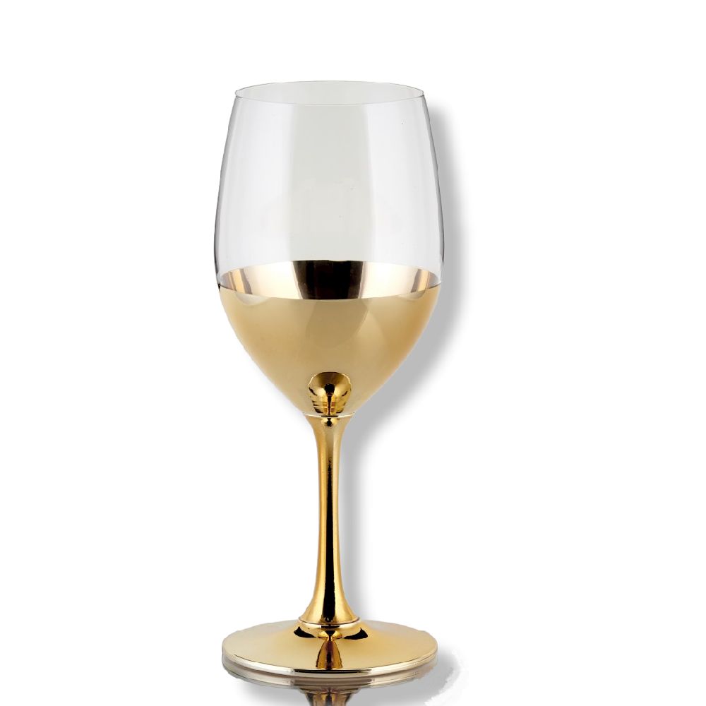 Ποτήρι Κρασιού Γάμου Κρύσταλλο Διάφανο-Χρυσό 24cm