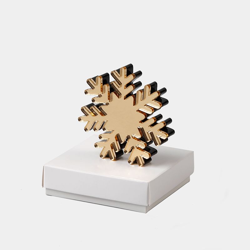 Γούρι Χιονονιφάδα Plexi Glass Χρυσό/Μαύρο 12×12 cm
