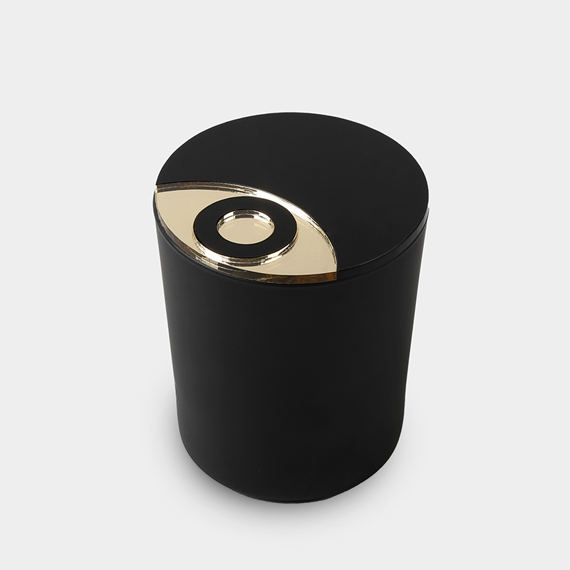 Αρωματικό Κερί σε Μαύρο Ποτήρι με Μάτι Plexi Glass Χρυσό/Μαύρο 8x9cm