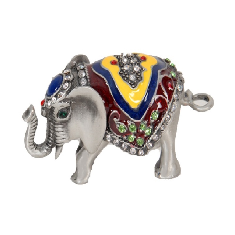 Μινιατούρα Μεταλλική Ελέφαντας Faberge Με Σμάλτο και Swarovski topaz 10x5cm