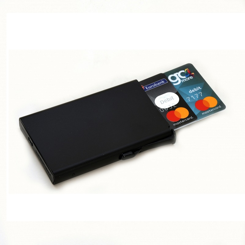 Θήκη Για Πιστωτικές Κάρτες Μεταλλική Μαύρη 10x6x2cm