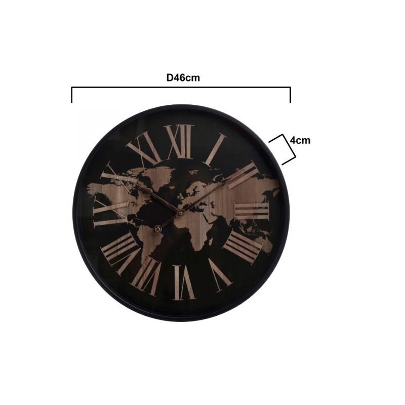 Επιτοίχιο Ρολόι Μαύρο/Χρυσό Πλαστικό Δ:45cm