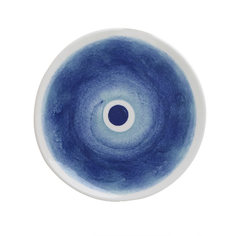 Σετ 6 Πιάτα Γλυκού Κεραμικά Μάτι Μπλε/Λευκό 21cm