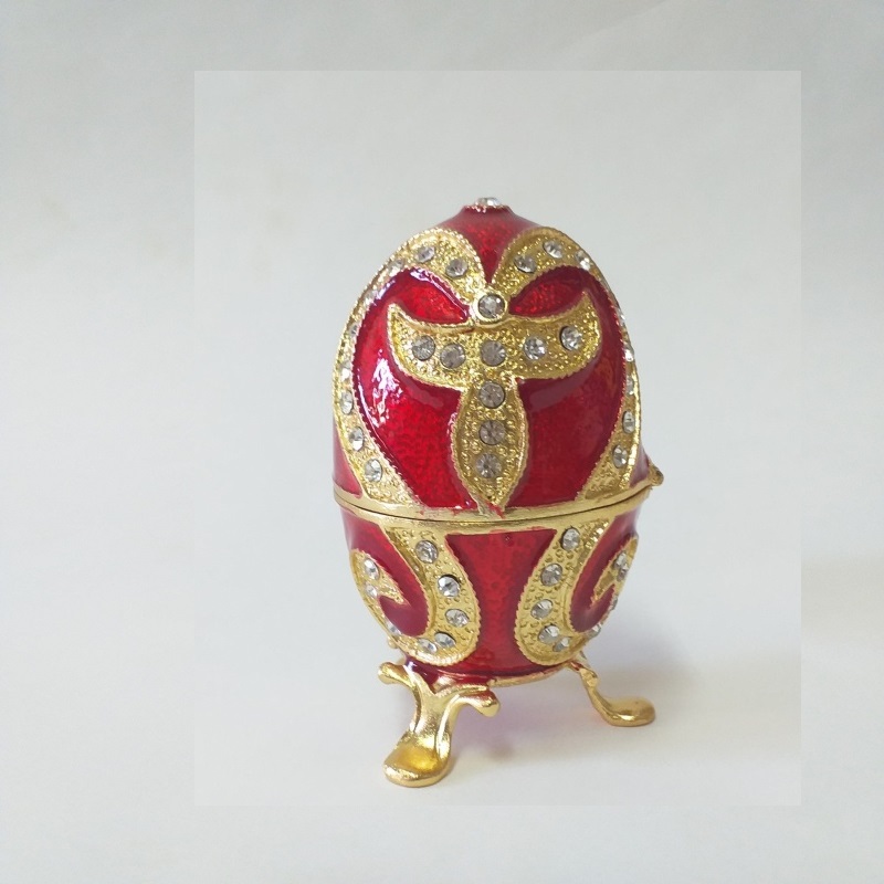 Μινιατούρα Μεταλλικό Αυγό Faberge Γιρλάντα Με Σμάλτο και Swarovski topaz 6x10cm