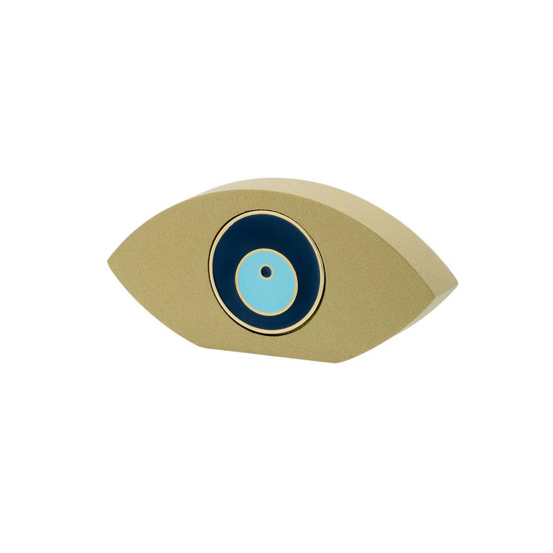 Γούρι Μάτι Από Ορείχαλκο Και Ξύλο Χρυσό Επιτραπέζιο 13,5cm x 6,5cm