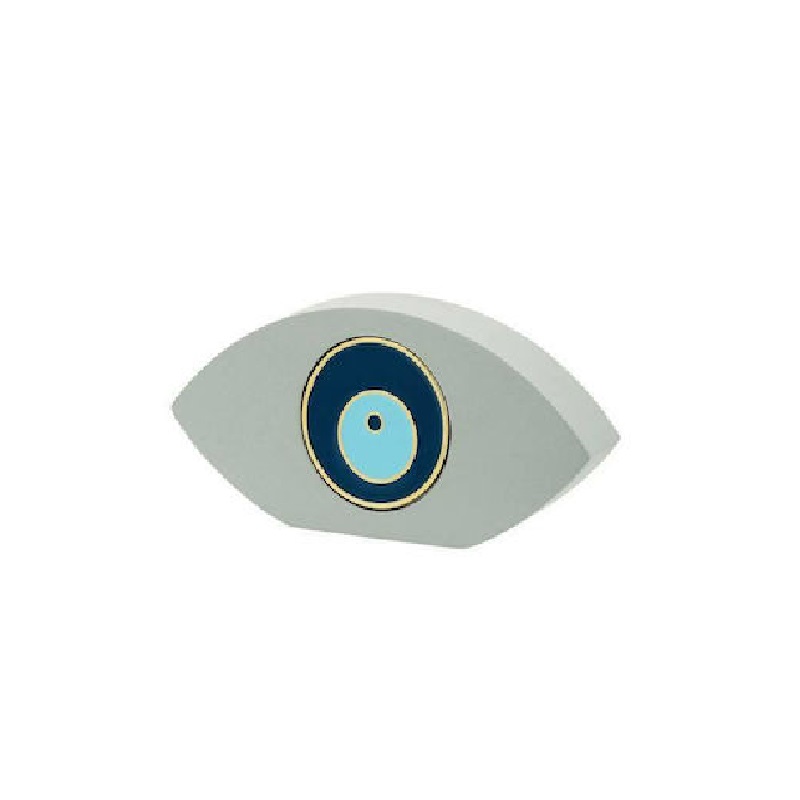 Γούρι Μάτι Από Ορείχαλκο Και Ξύλο Γκρι Επιτραπέζιο 13,5cm x 6,5cm