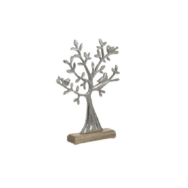 Διακοσμητικό Δέντρο Από Αλουμίνιο Σε Ξύλινη Βάση 21x5x30cm