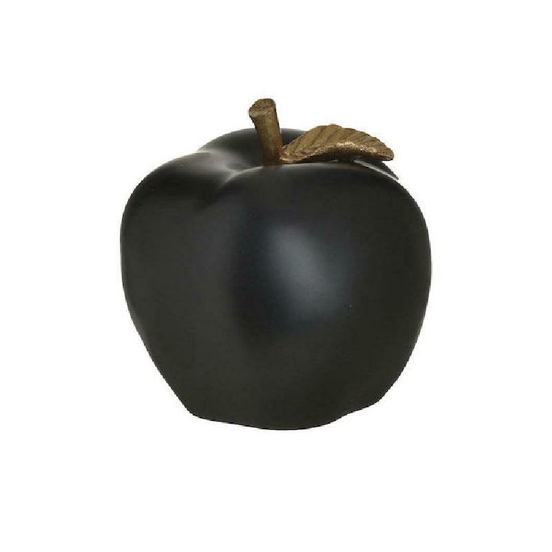 Διακοσμητικό Μήλο Μαύρο/Χρυσό Πολυρητίνης 15x15cm