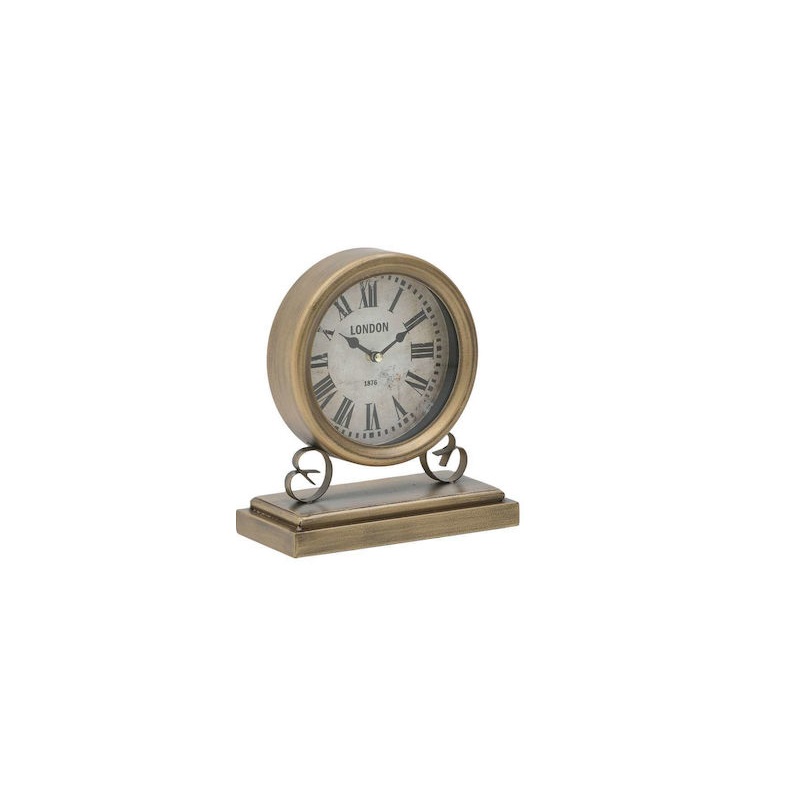 Επιτραπέζιο Ρολόι Μεταλλικό/Ξύλινο Μπρονζέ 20x10x23