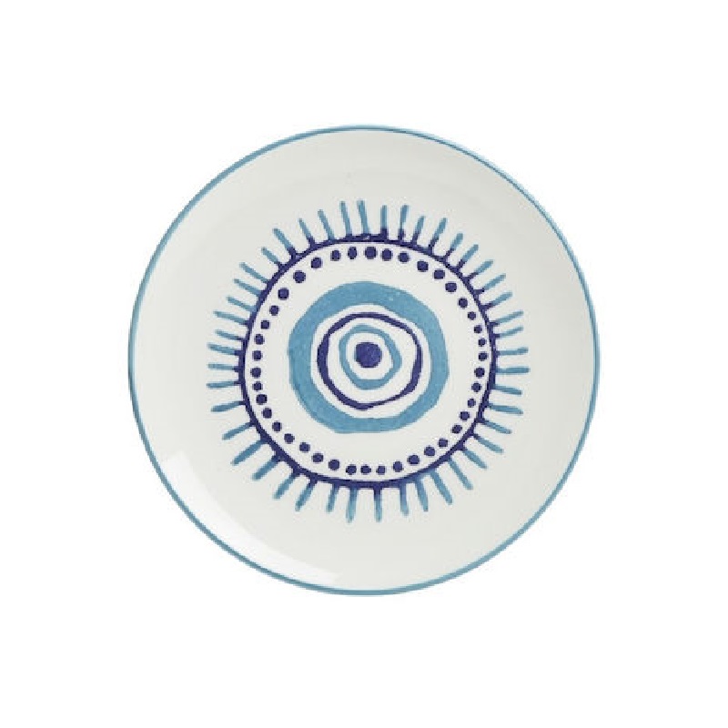 Σετ 6 Πιάτα Γλυκού Κεραμικά Σχέδιο Μπλε/Λευκό 20cm