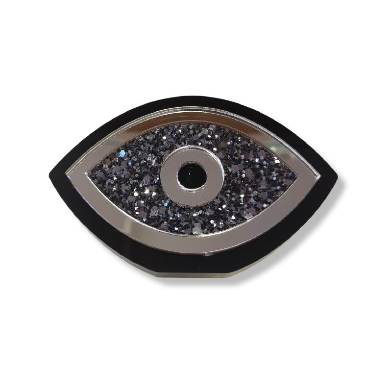 Επιτραπέζιο Μάτι Plexi Glass Μαύρο Ασημί 10×6,5cm