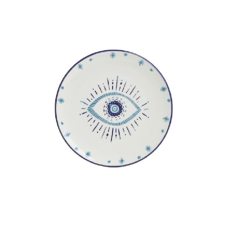 Πιάτο Γλυκού Κεραμικό Μάτι Μπλε/Λευκό 20cm