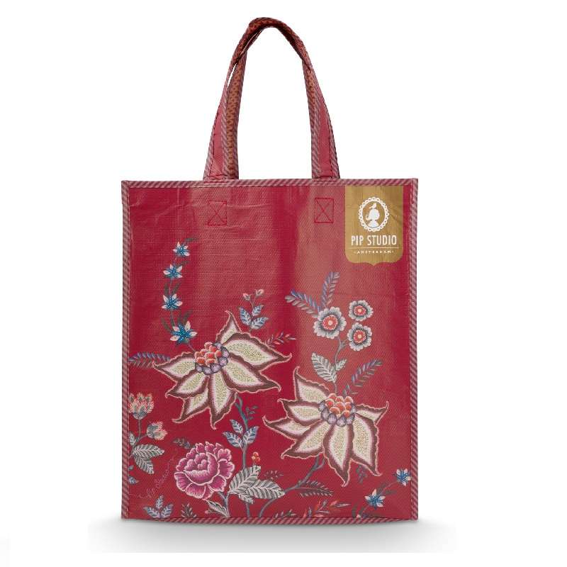 Συλλεκτική Τσάντα για Ψώνια Pip Studio Flower Festival Dark Pink PET 38x15x44,5cm